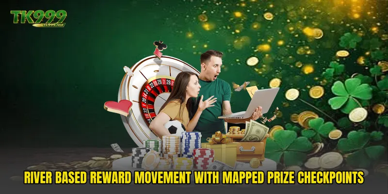 River based reward movement with mapped prize checkpoints